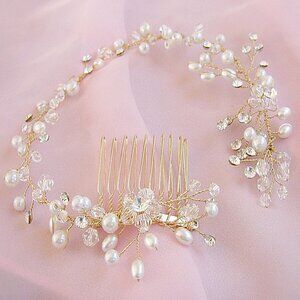 Hair Comb Vine With Pearls And Crystals